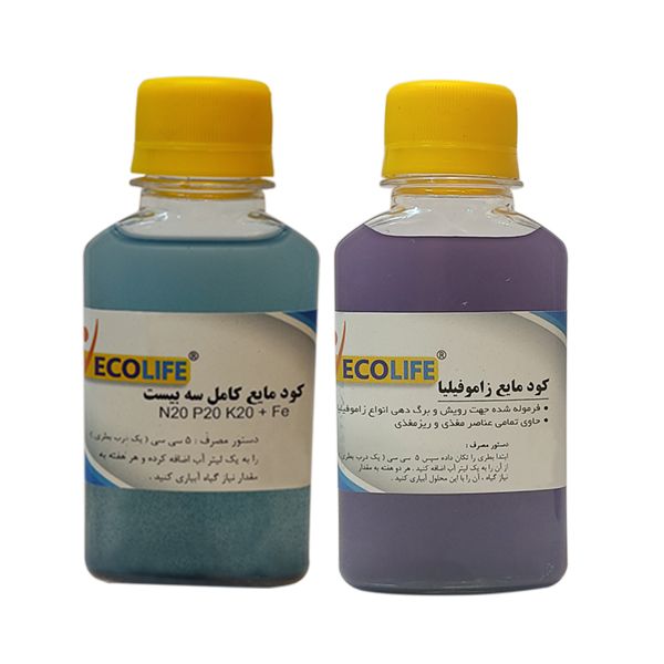 کود مایع سه بیست و کود مایع زاموفیلیا اکولایف مدل k120 حجم 120 میلی لیتر